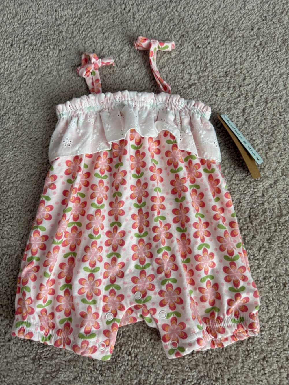 Girls Pink Floral One-Piece Romper